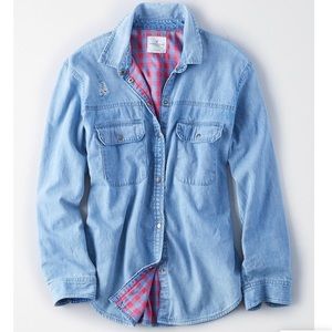 Neon Flannel-Denim Top